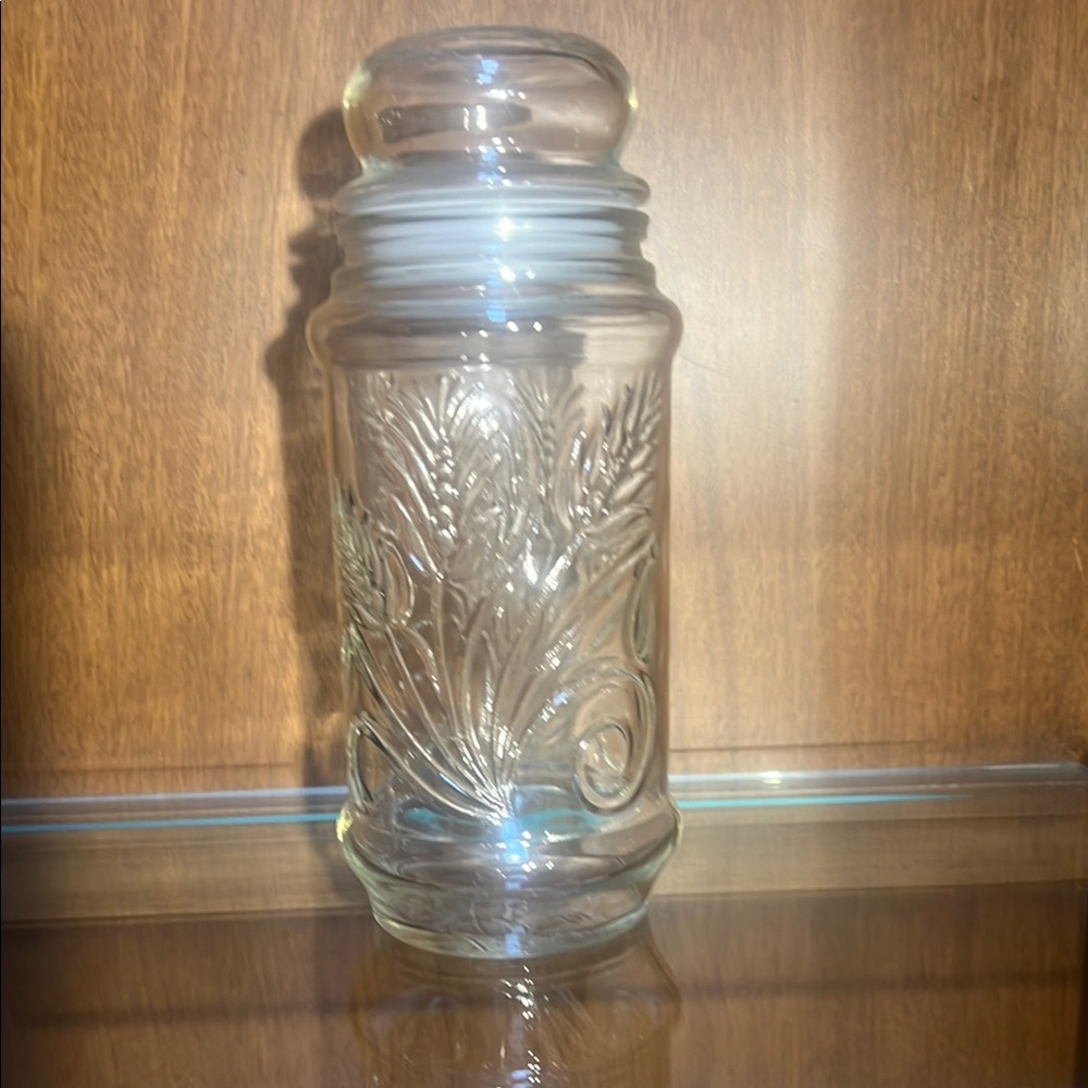 Vintage Mr. Peanut Planters Embossed Glass Jar Wheat Pattern Lid Anchor Hocking